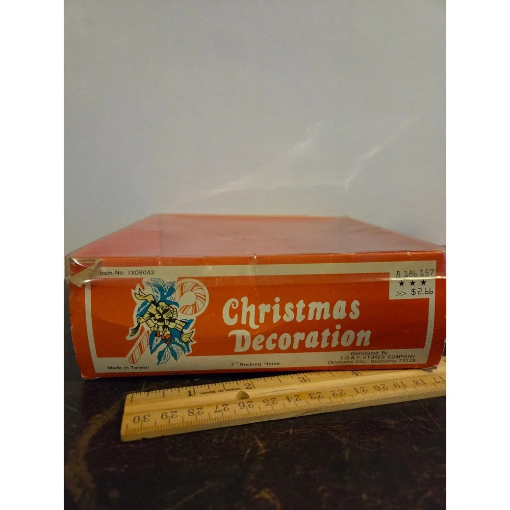 Vintage Wooden Rocking Horse Christmas Decoration TG&Y Retro Holiday Decor 6in